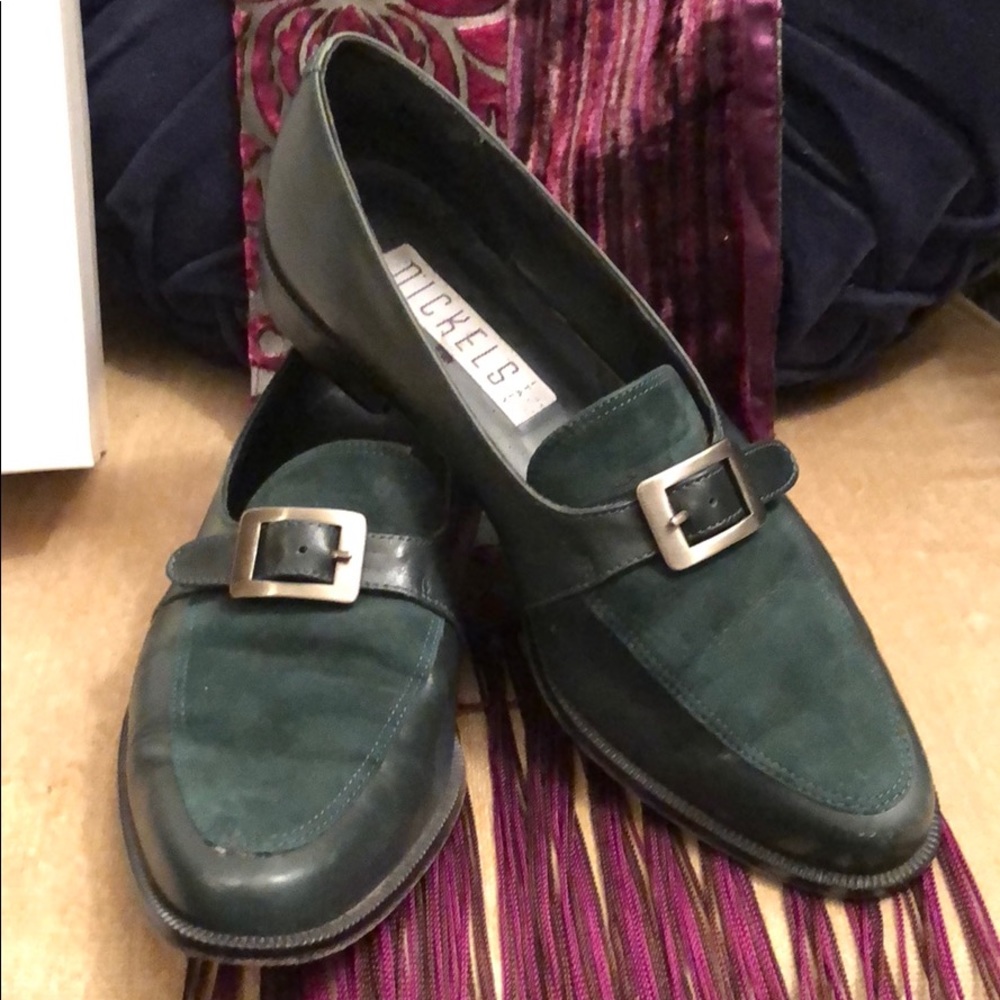 LAST CHANCE Nickels Vintage Dark Green Suede/Leather Loafer